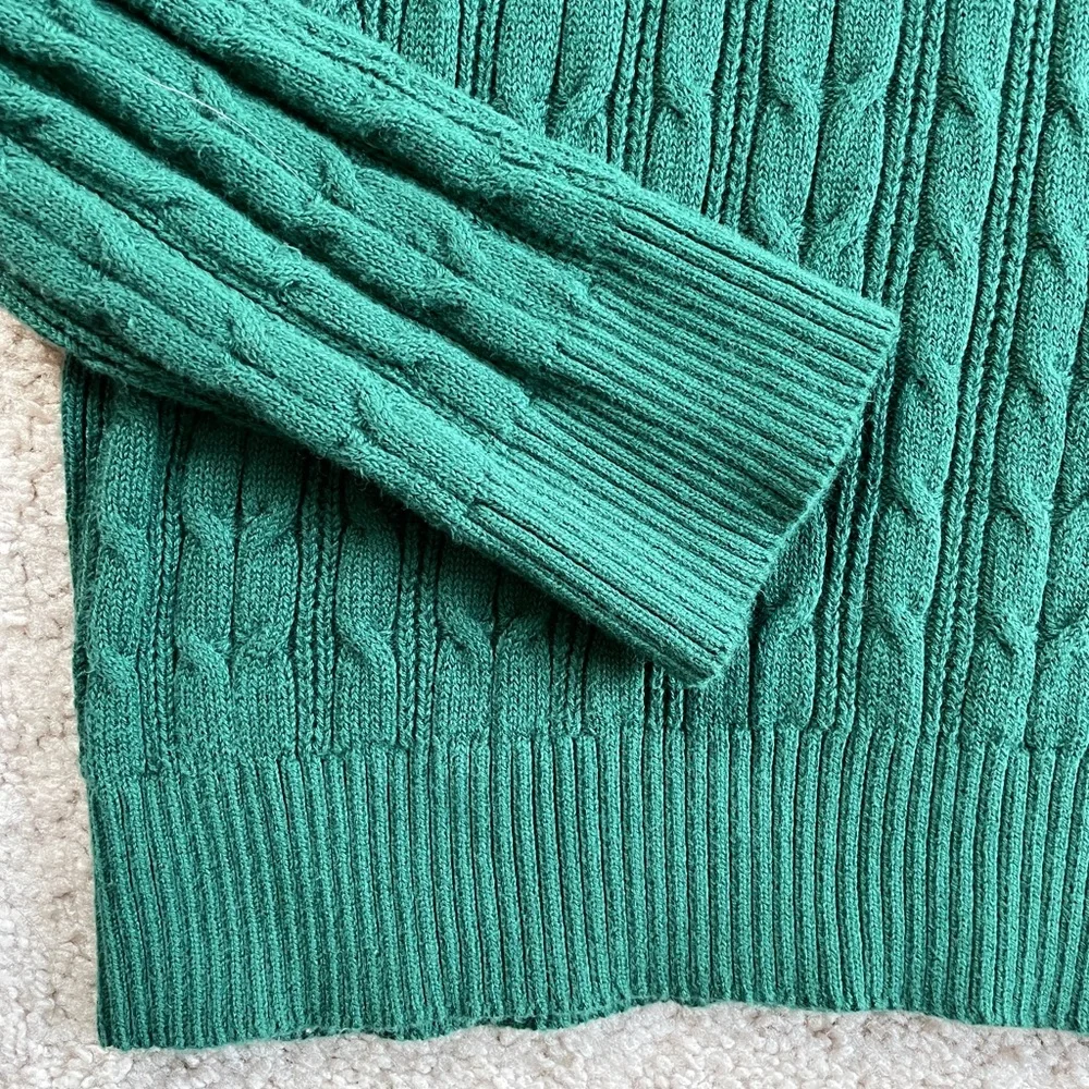 St. John’s Bay Dark Green Cable Knit Crewneck Sweater Size Petite XXL